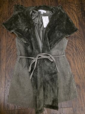 HYFVE Olive Faux Fur Trim Vest